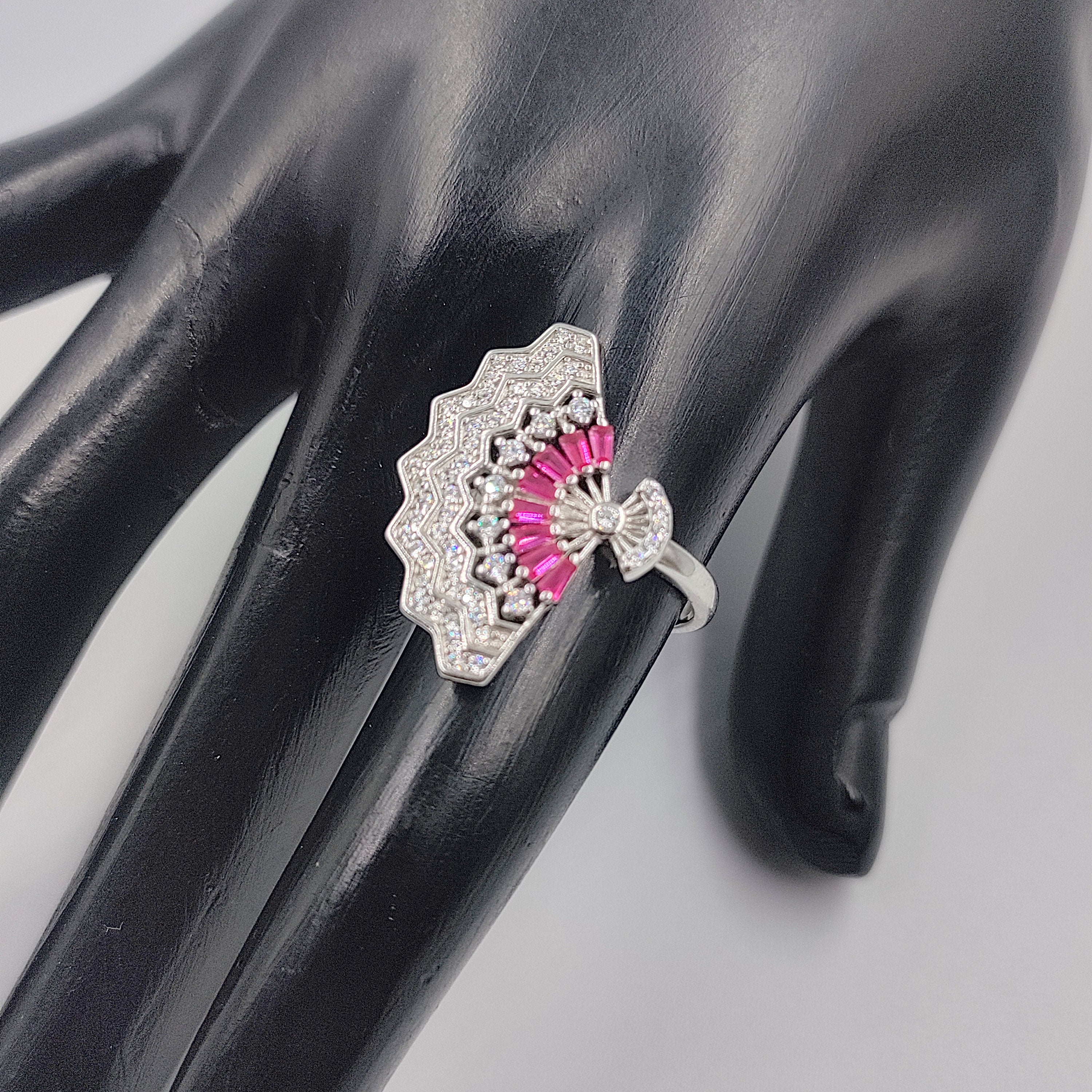 Stunning Fuchsia CZ Ring Sparkling Cubic Zirconia Royal Wedding Ring Ring(Size 12)