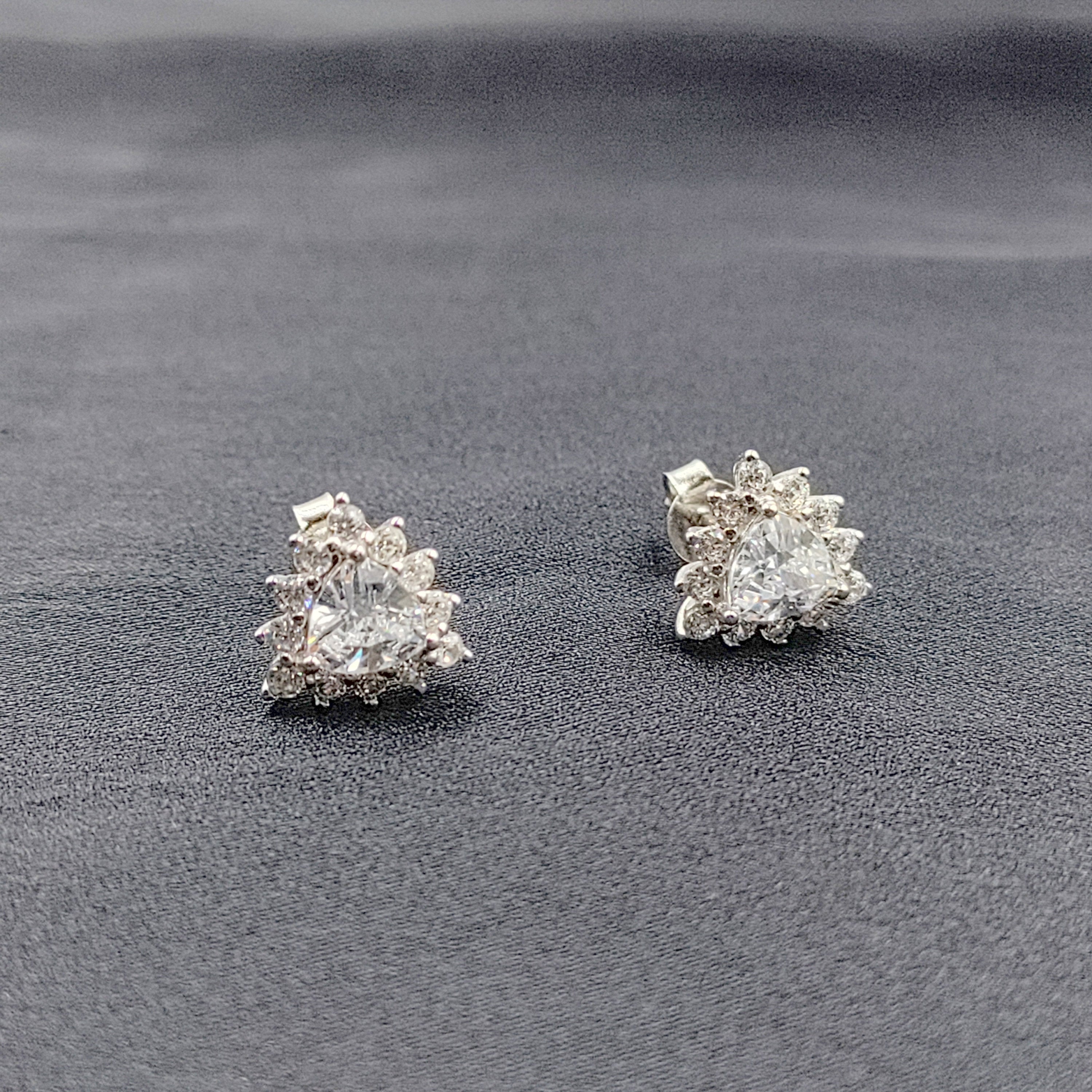 925 Sterling Silver Stud Earrings Solid Silver Diamond Cubic Zirconia Stud Earring Minimalist Handmade Gift