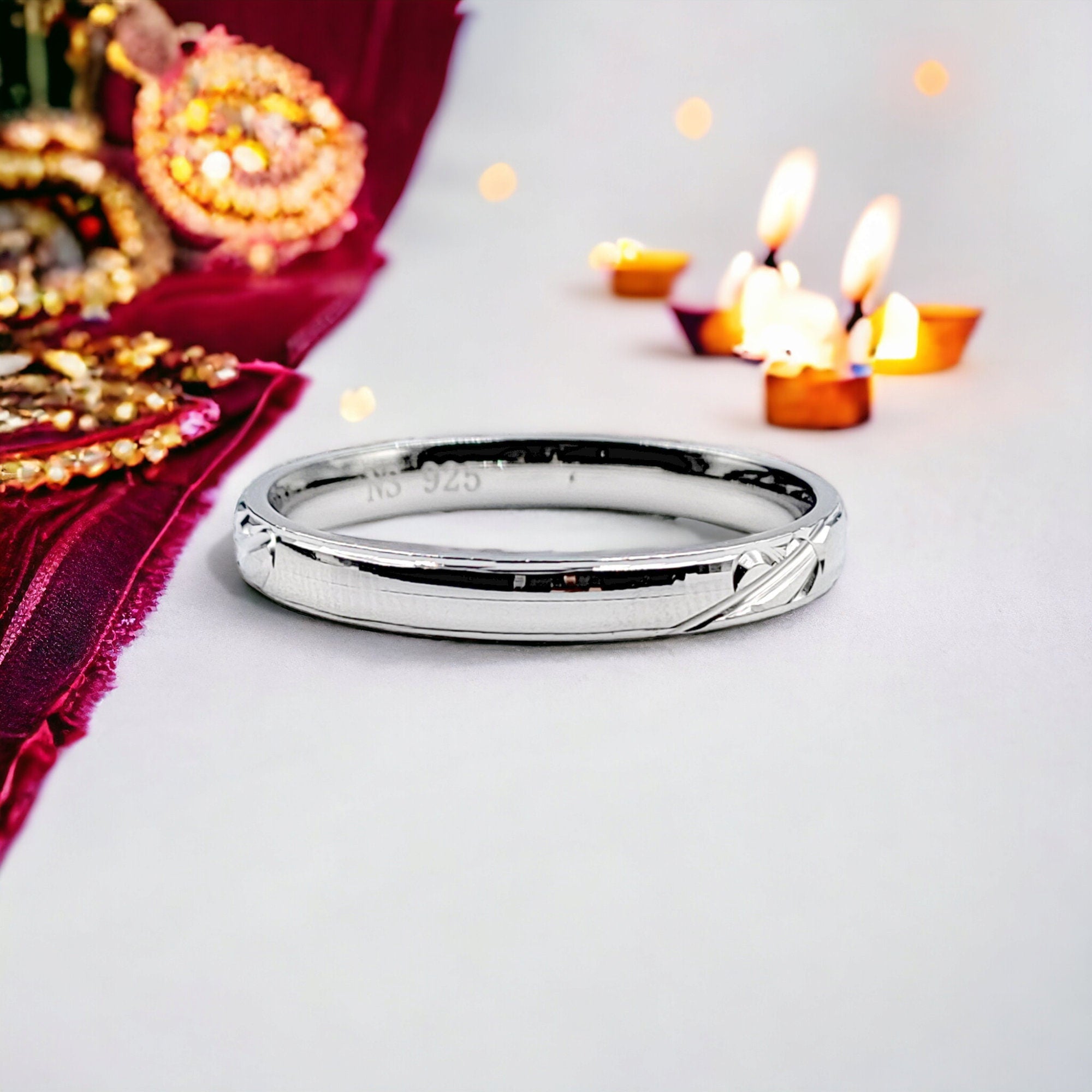 Heart With Cut Finger Ring Minimalist Handmade Band For Gift Wedding Band(Size 25)