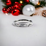 Silver Swirls Wedding Finger Ring Minimalist Handmade Gift in Silver(Size 23)