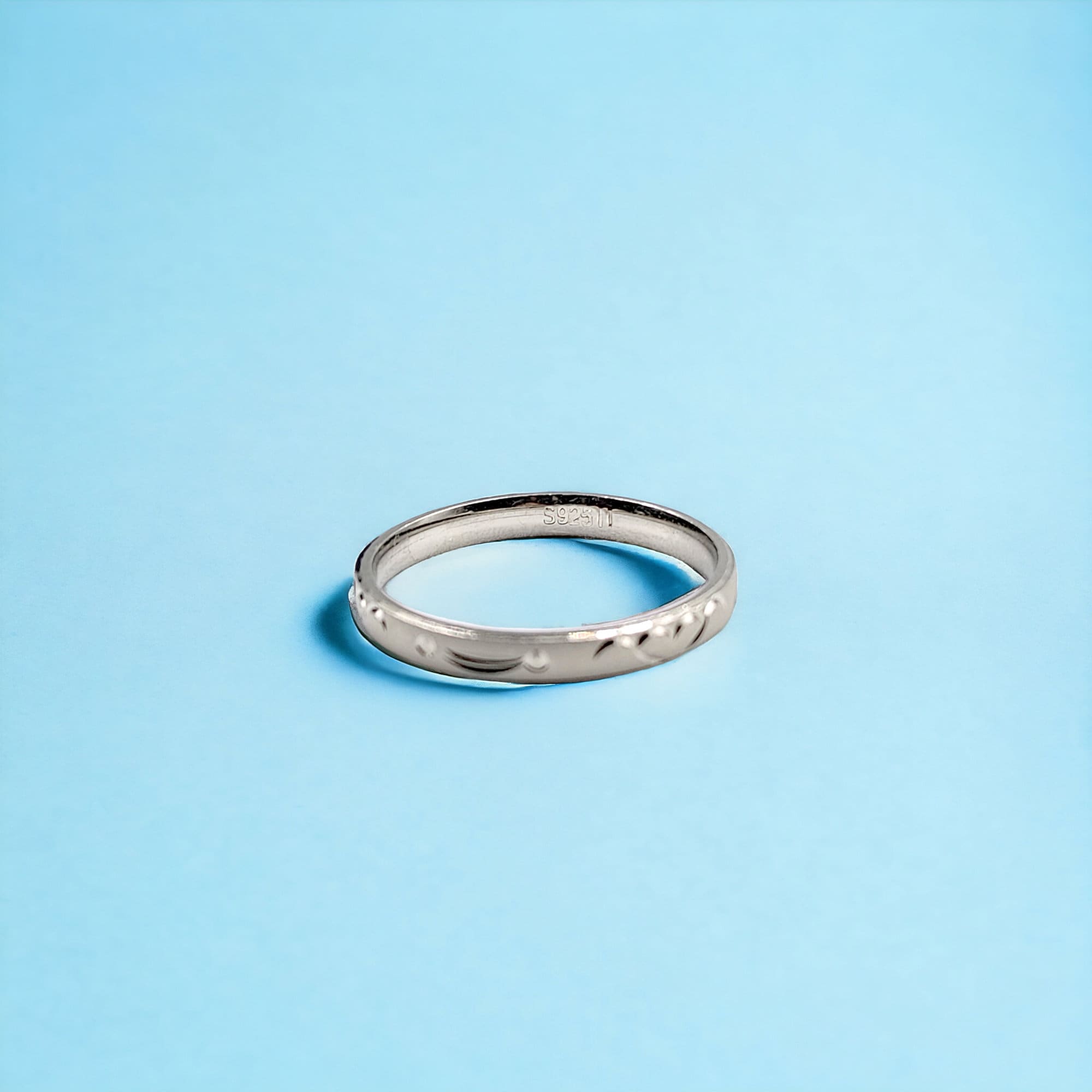 Silver Band with Heart and Dots Band Style Finger Ring With Minimal Design(Size 25)