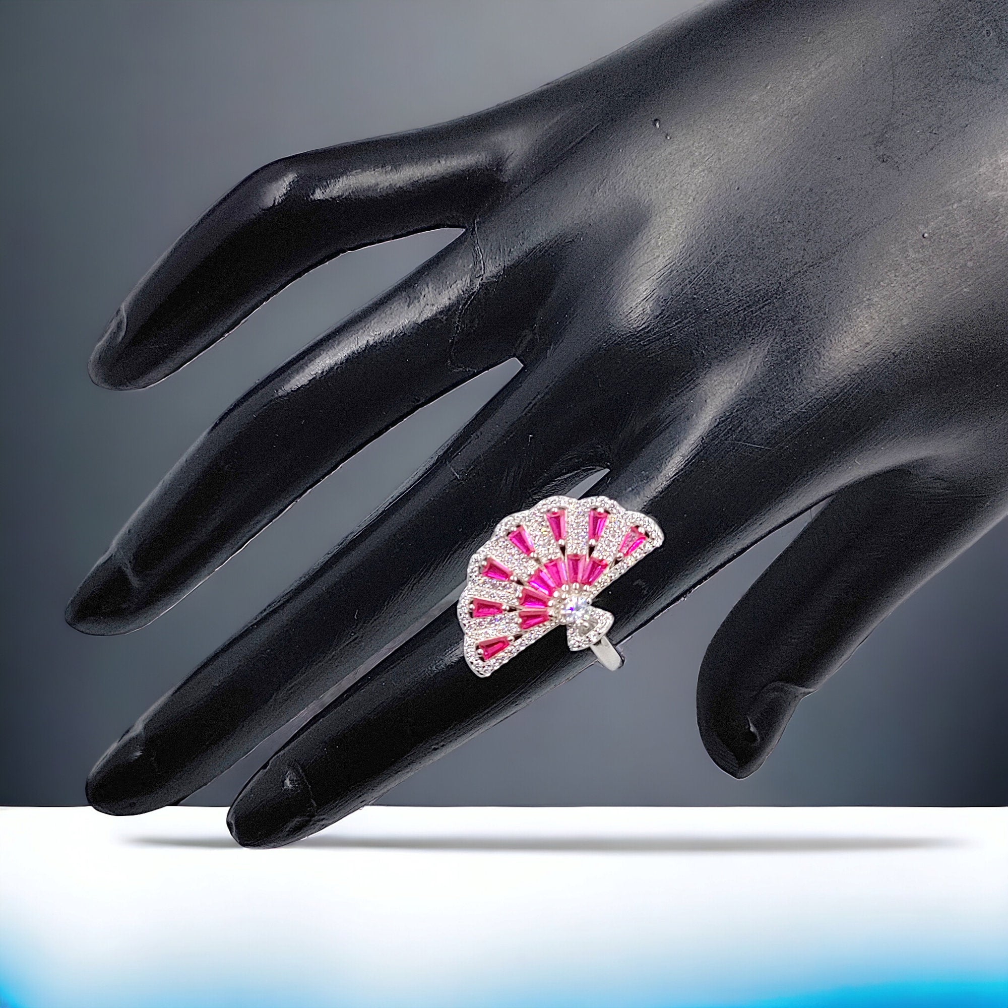 Fuchsia CZ Ring Cubic Zirconia Wedding Finger Ring With Minimal Design for Women(Size 20)