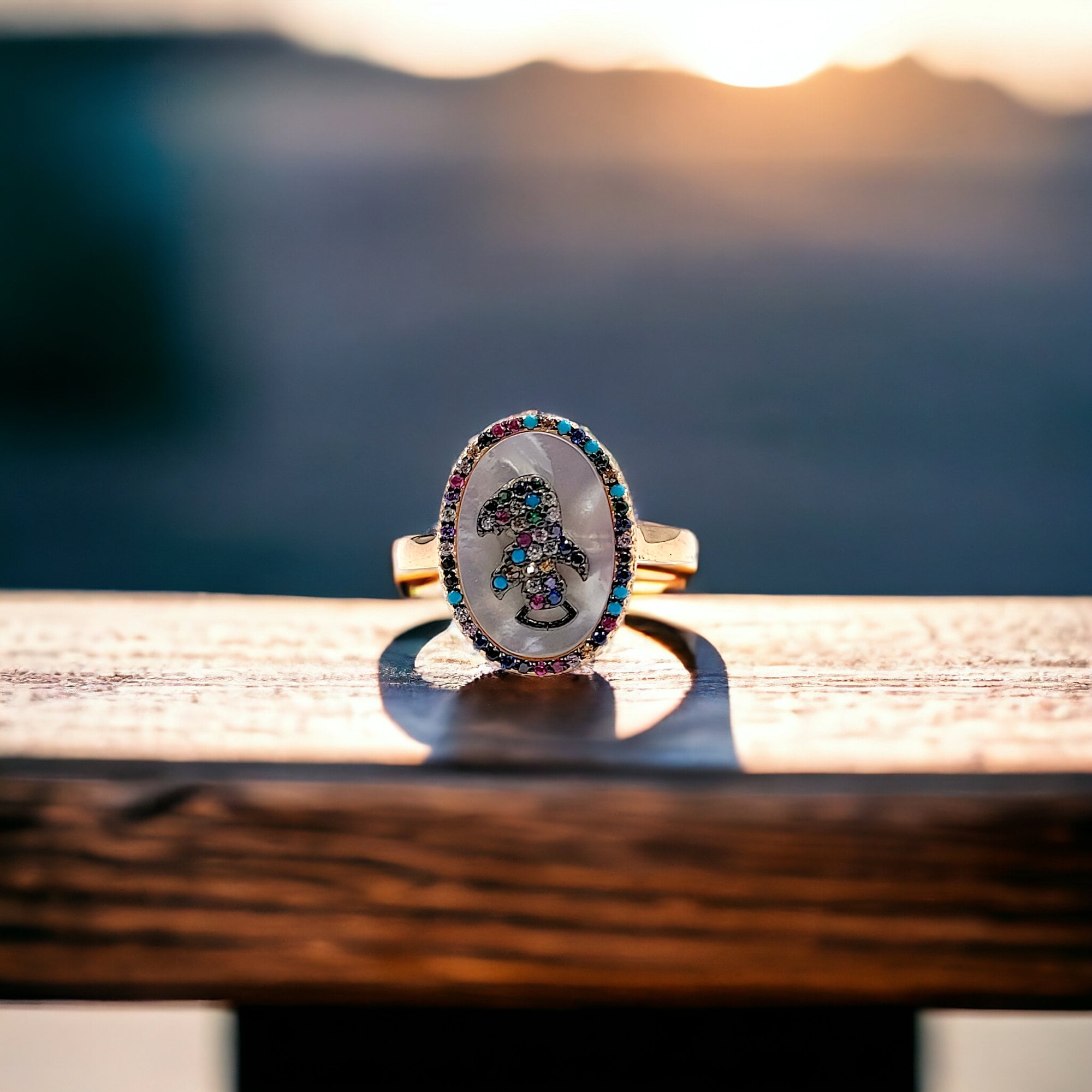 Circle Ring CZ Bird Design Multicolor Finger Ring With Stylish Design for Women(Size 20)