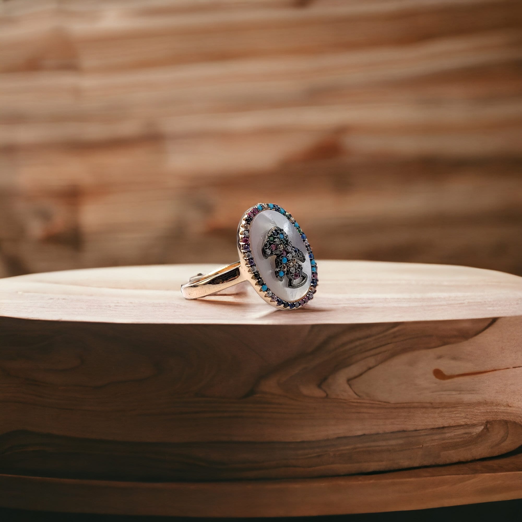 Circle Ring CZ Bird Design Multicolor Finger Ring With Stylish Design for Women(Size 20)