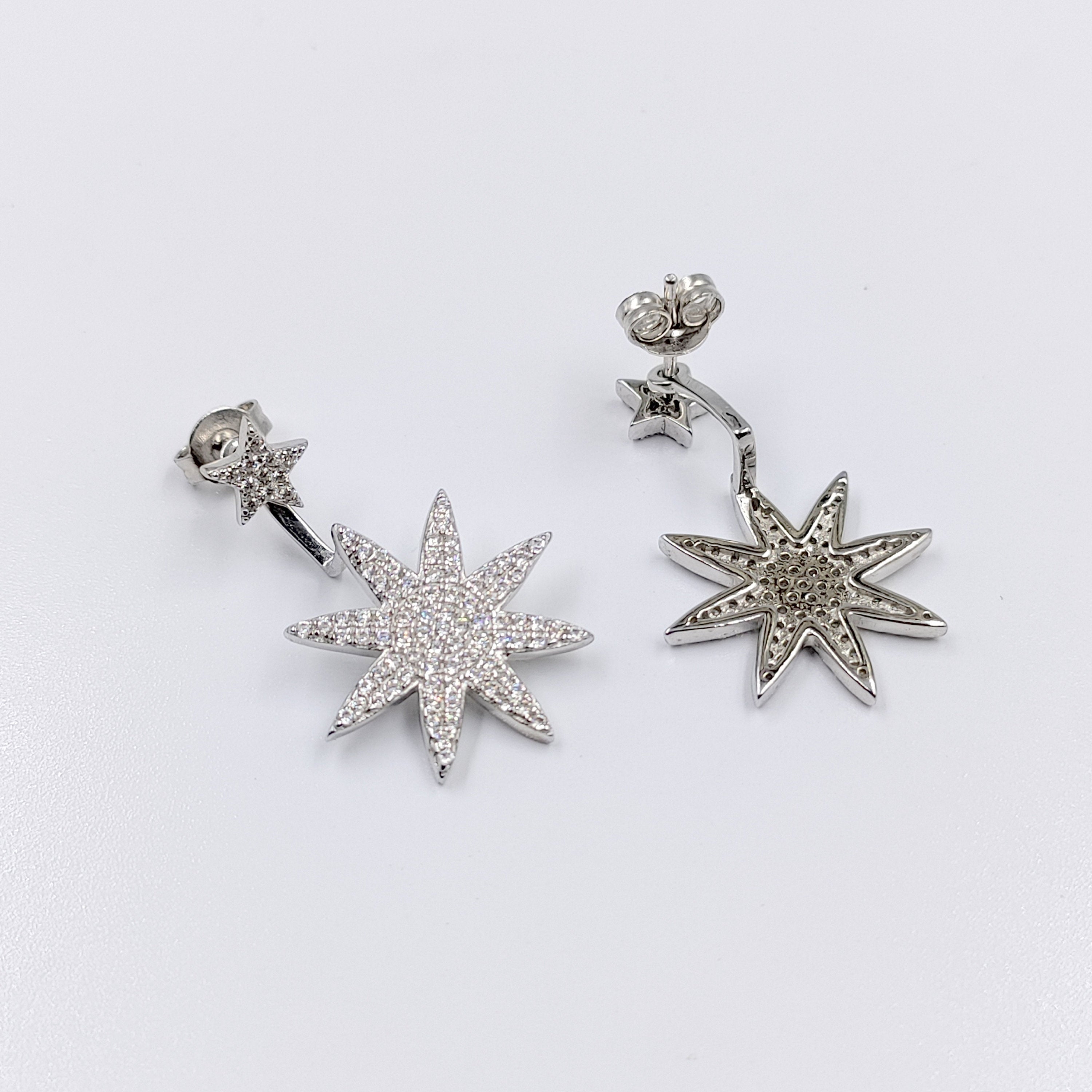 Stylish Star Shaped Cubic Zirconia Diamond Trending Drop Convertible Earring Minimalist Handmade Gift