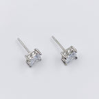Princess Cut CZ Stud Earrings Square Diamonds Earrings 925 Silver Earring with Stylish Sparkling Minimalist Handmade Gift