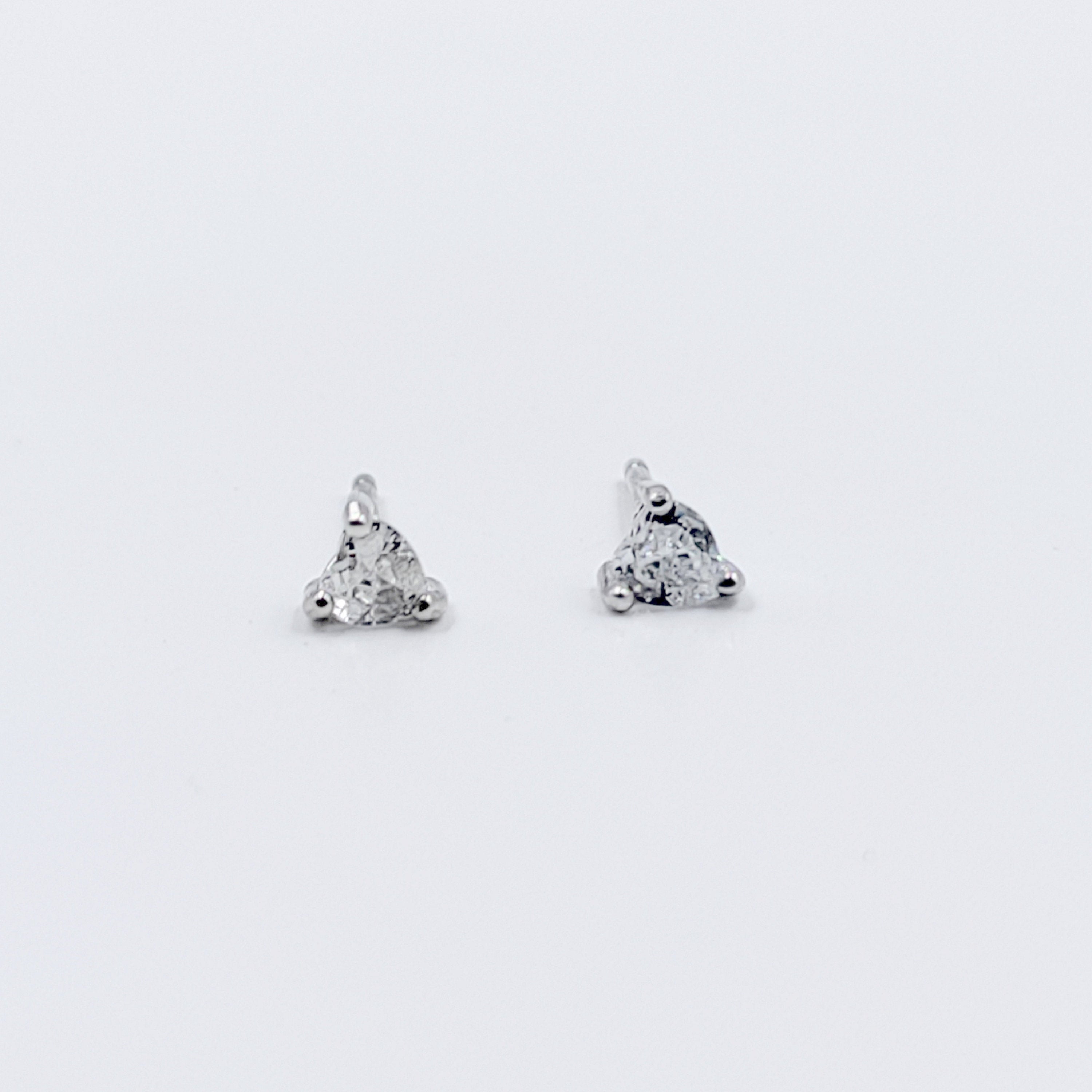 Tiny Heart Shaped Cubic Zirconia Diamond Stud Earrings 925 Silver Earring with Sparkling CZ Minimalist Handmade Gift