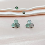 925 Sterling Silver Mother of Pearl earrings Three Leaf clover Earring CZ Stud Earrings for Women