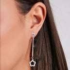 Clover Hanging Earrings 925 Sterling Silver Floral Drop and Danglers With CZ StonesFlower Minimalist Handmade Gift