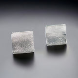 Matte Curved Square Jewellery 925 Sterling Silver Cubic Earrings Stylish Stud Earrings for Women for Mother
