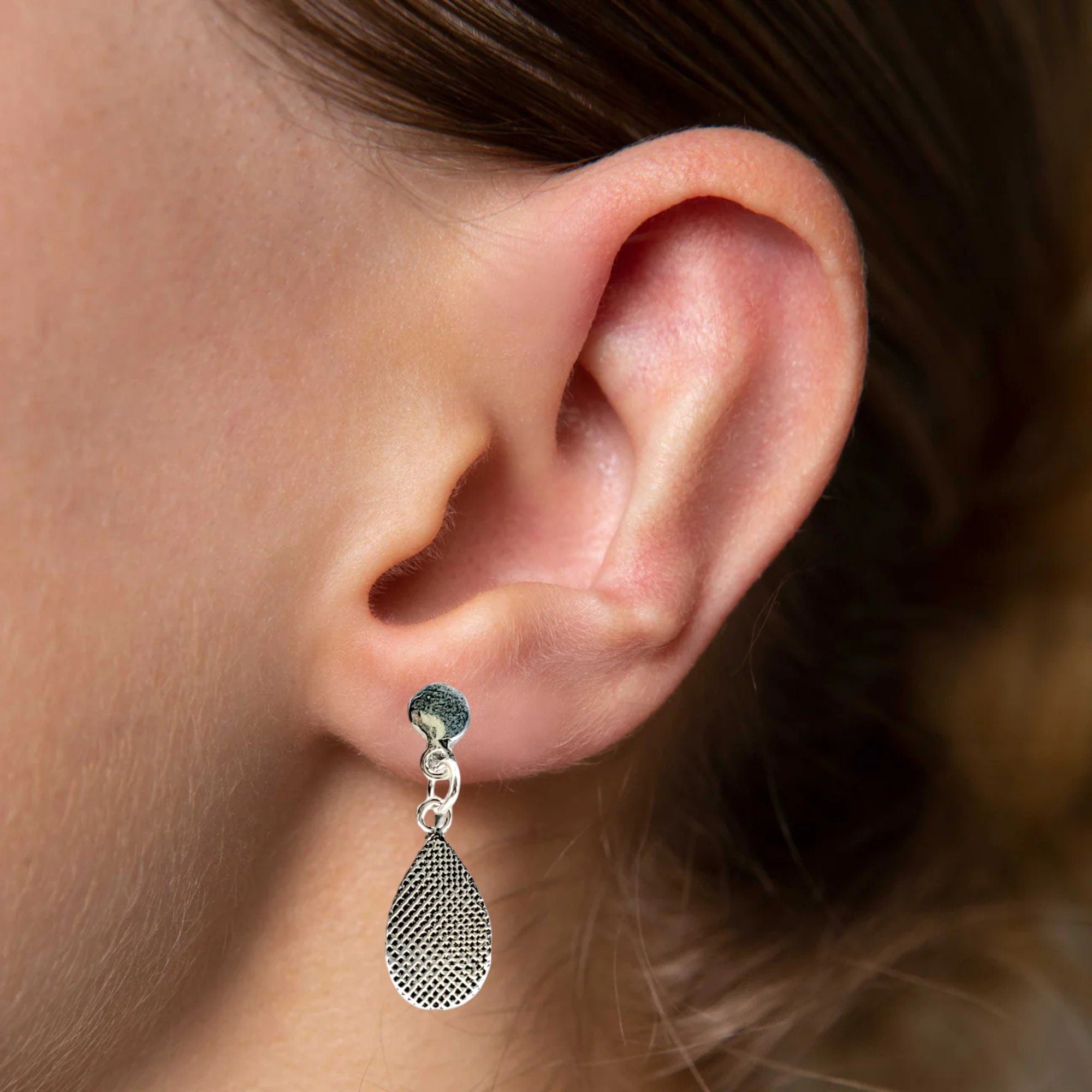 Solid Silver Oxidized Teardrop Earrings 925 Solid Silver Dangler Pear Shape Hanging Earrings Minimalist Handmade Gift for Mother