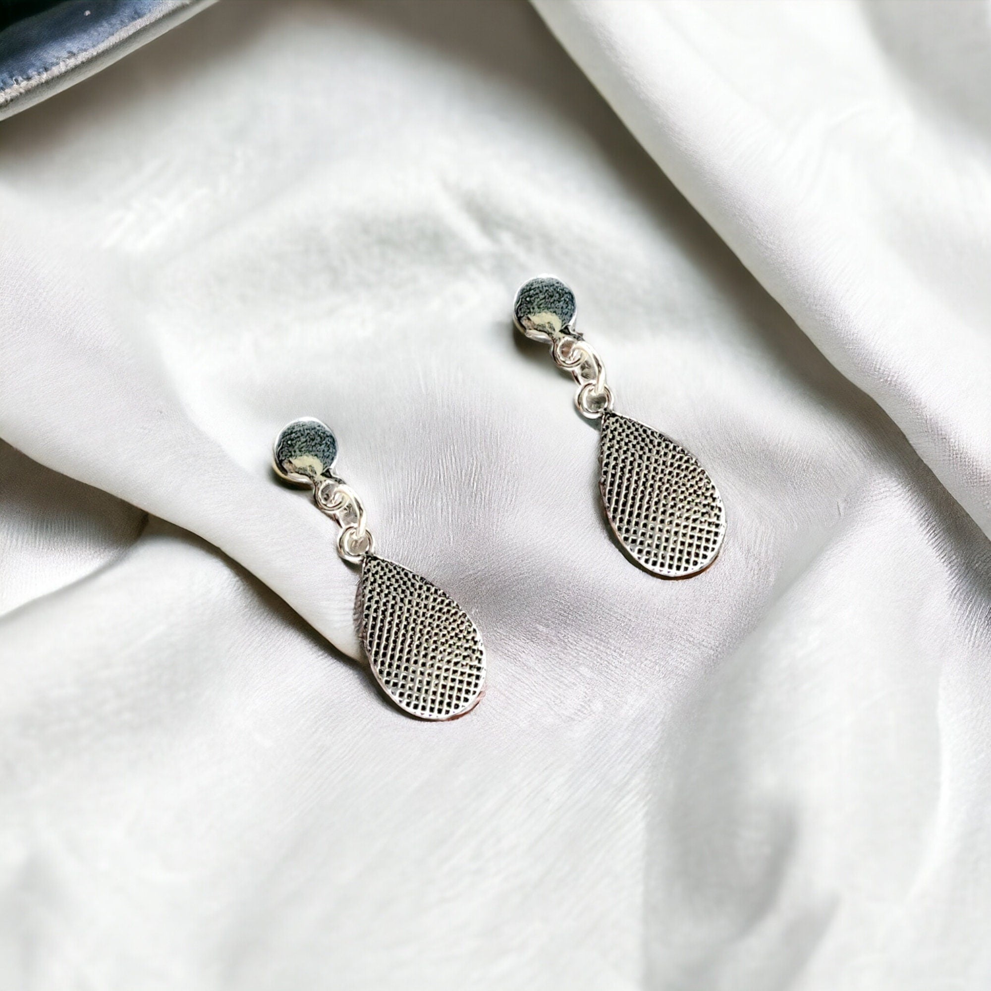 Solid Silver Oxidized Teardrop Earrings 925 Solid Silver Dangler Pear Shape Hanging Earrings Minimalist Handmade Gift for Mother
