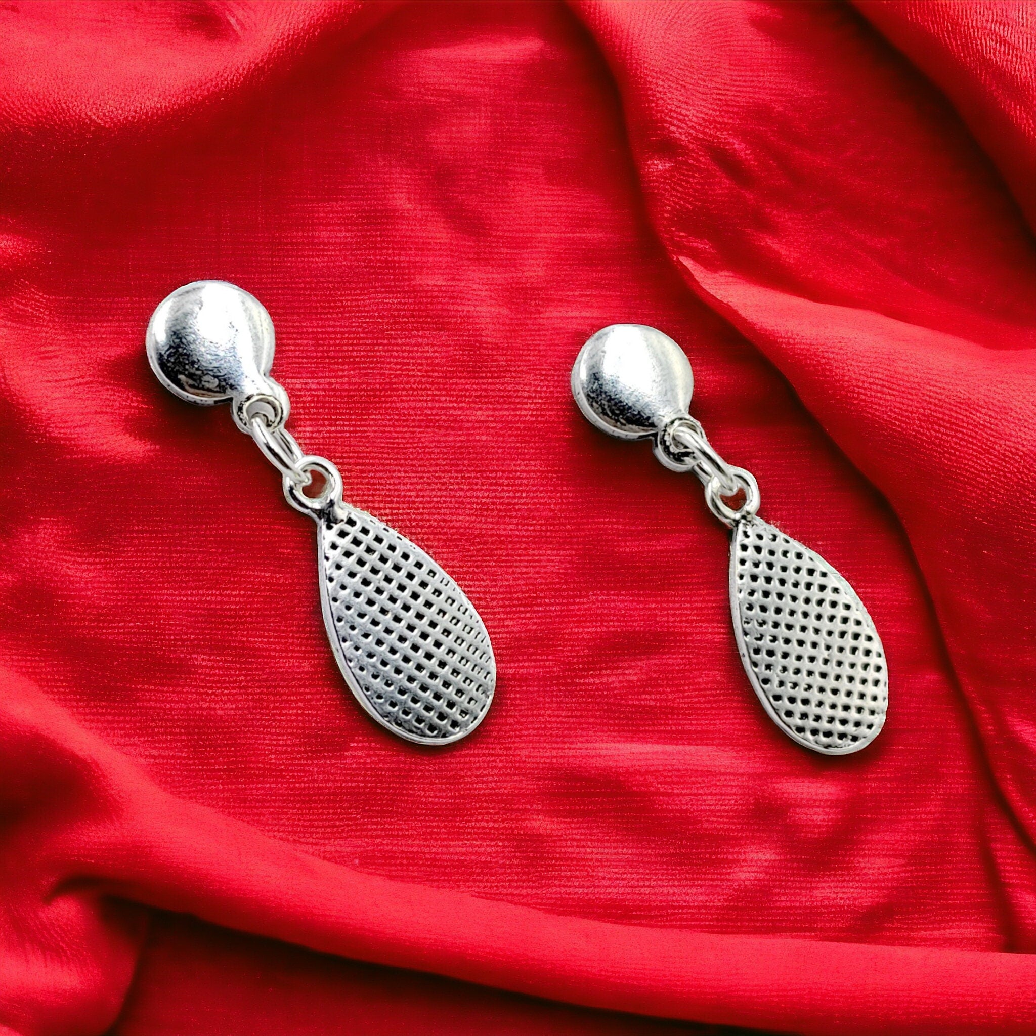 925 Sterling Silver Oxidized Teardrop Earrings Dangler Solid Silver Pear Shape Hanging Earrings Minimalist Handmade Gift