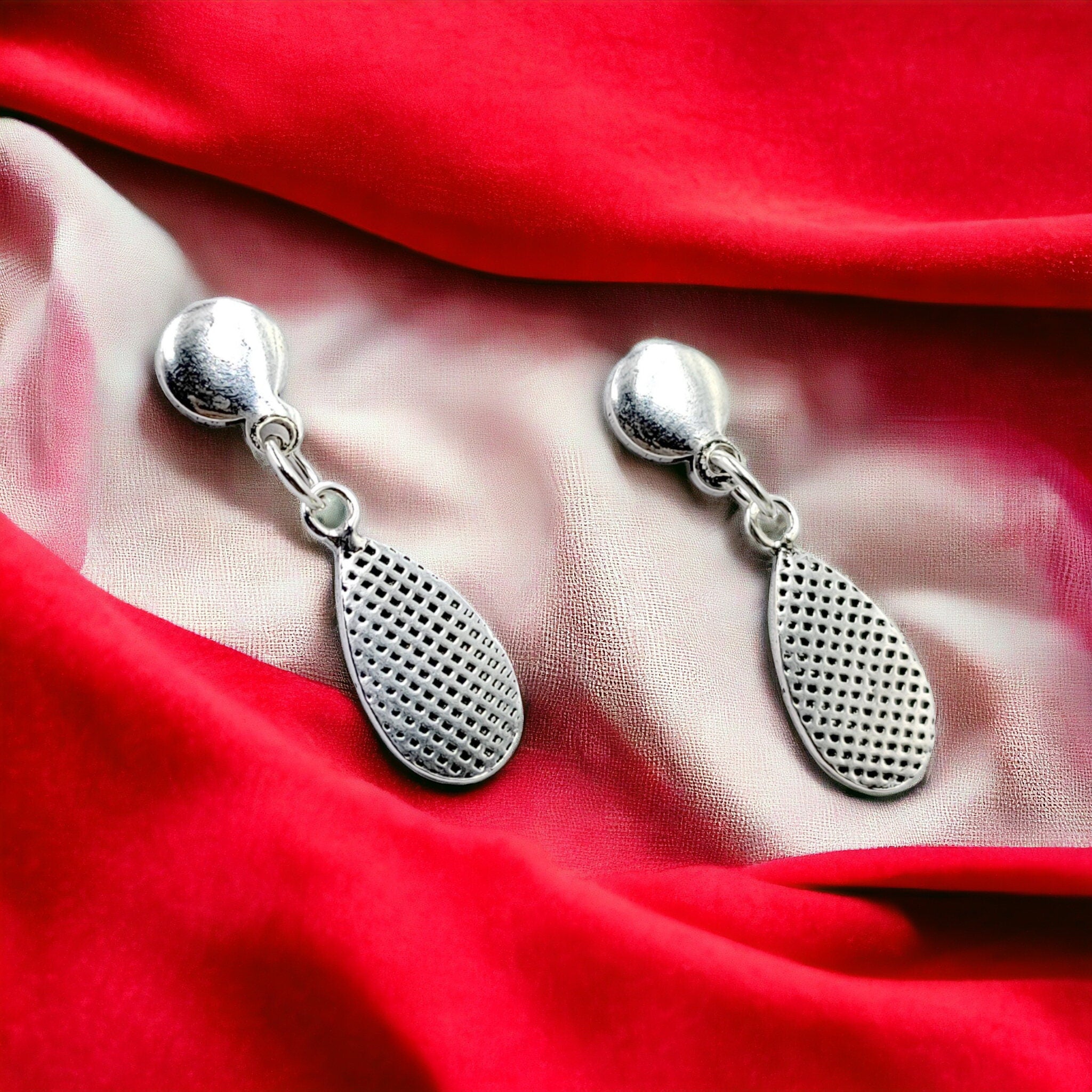 925 Sterling Silver Oxidized Teardrop Earrings Dangler Solid Silver Pear Shape Hanging Earrings Minimalist Handmade Gift