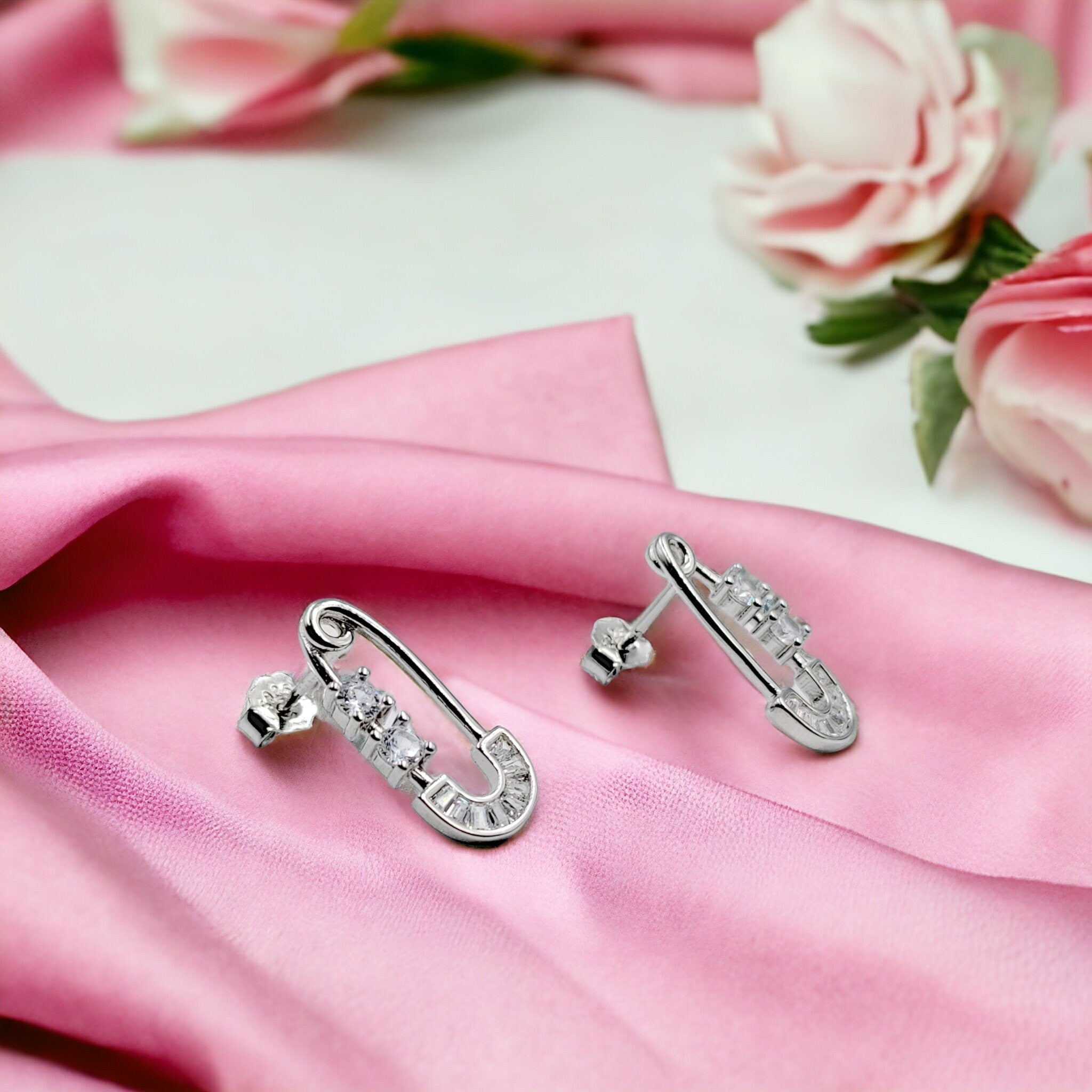 Antique Earrings Solid Silver Rhodium Plated Earrings With CZ Earring 925 Sterling Silver Studs Minimalist Handmade Gift