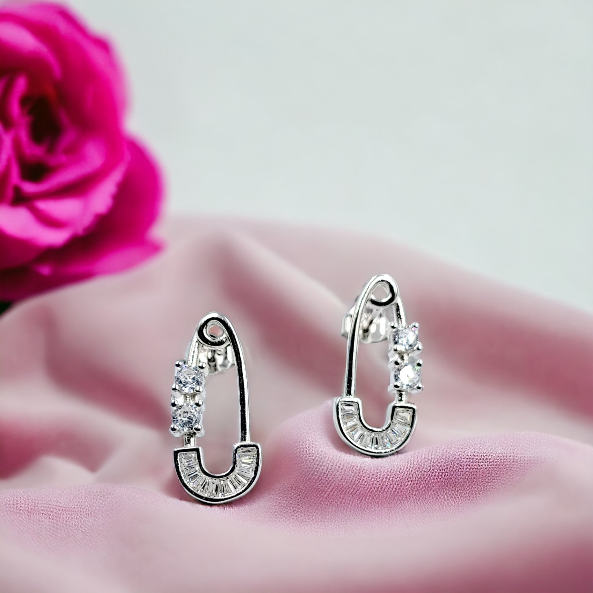 Antique Earrings Solid Silver Rhodium Plated Earrings With CZ Earring 925 Sterling Silver Studs Minimalist Handmade Gift