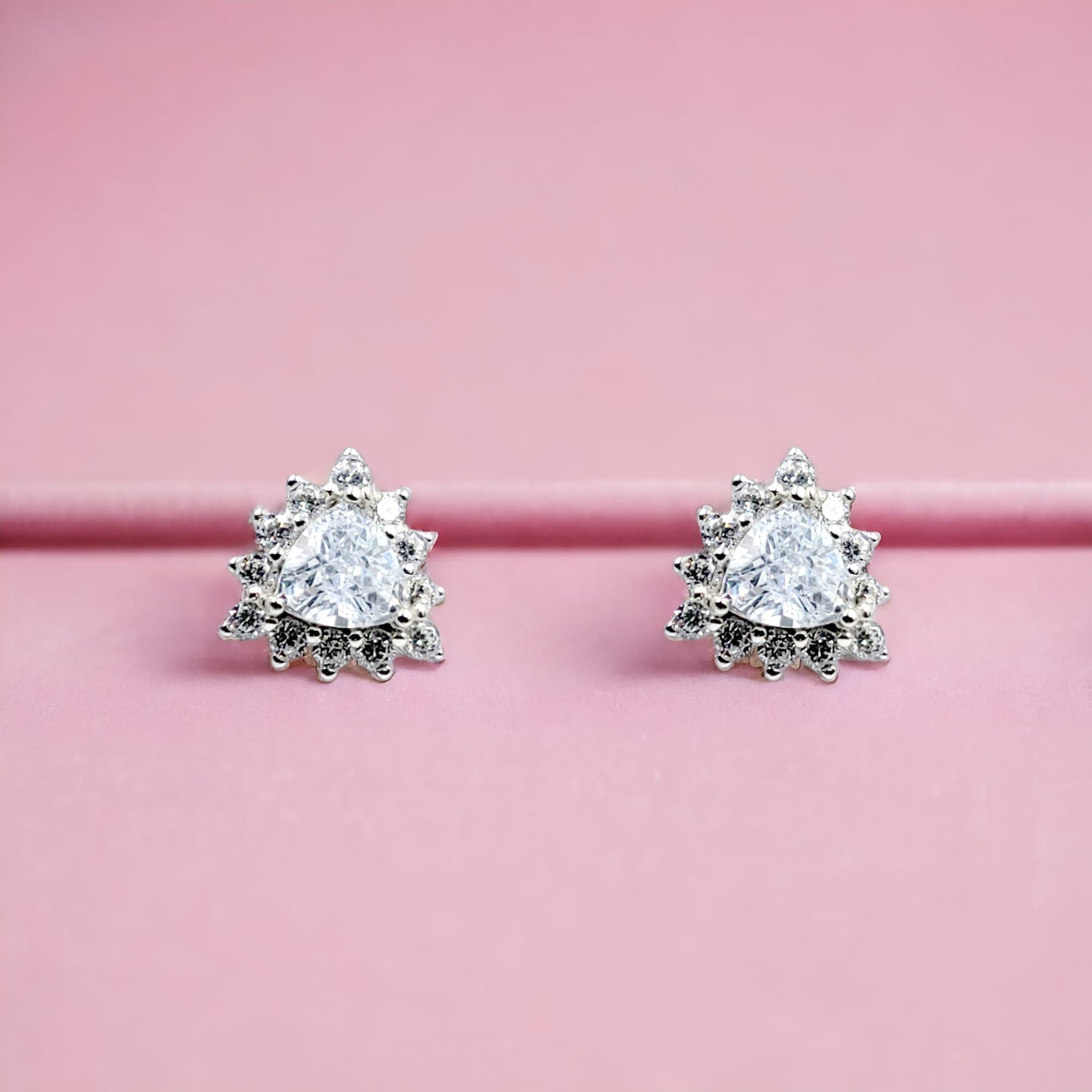 925 Sterling Silver Stud Earrings Solid Silver Diamond Cubic Zirconia Stud Earring Minimalist Handmade Gift