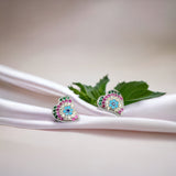 925 Sterling Silver Heart Stud Earrings Solid Silver Multi color Diamond Cubic Zirconia Stud Earring for Women