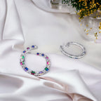 Multi Rainbow Color CZ Twisted Hoop Earrings Multi color Hoop Gift-40x33 mm