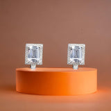 925 Sterling Silver Rectangular Stud Earrings Sparkling Cubic Zirconia Stud Earrings CZ Minimalist Handmade Gift for Engagement
