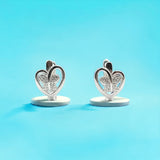 The Butterfly Heart Silver Hoop Earrings Aesthetic Jewelry Unique CZ Stud for Women-15x10 mm