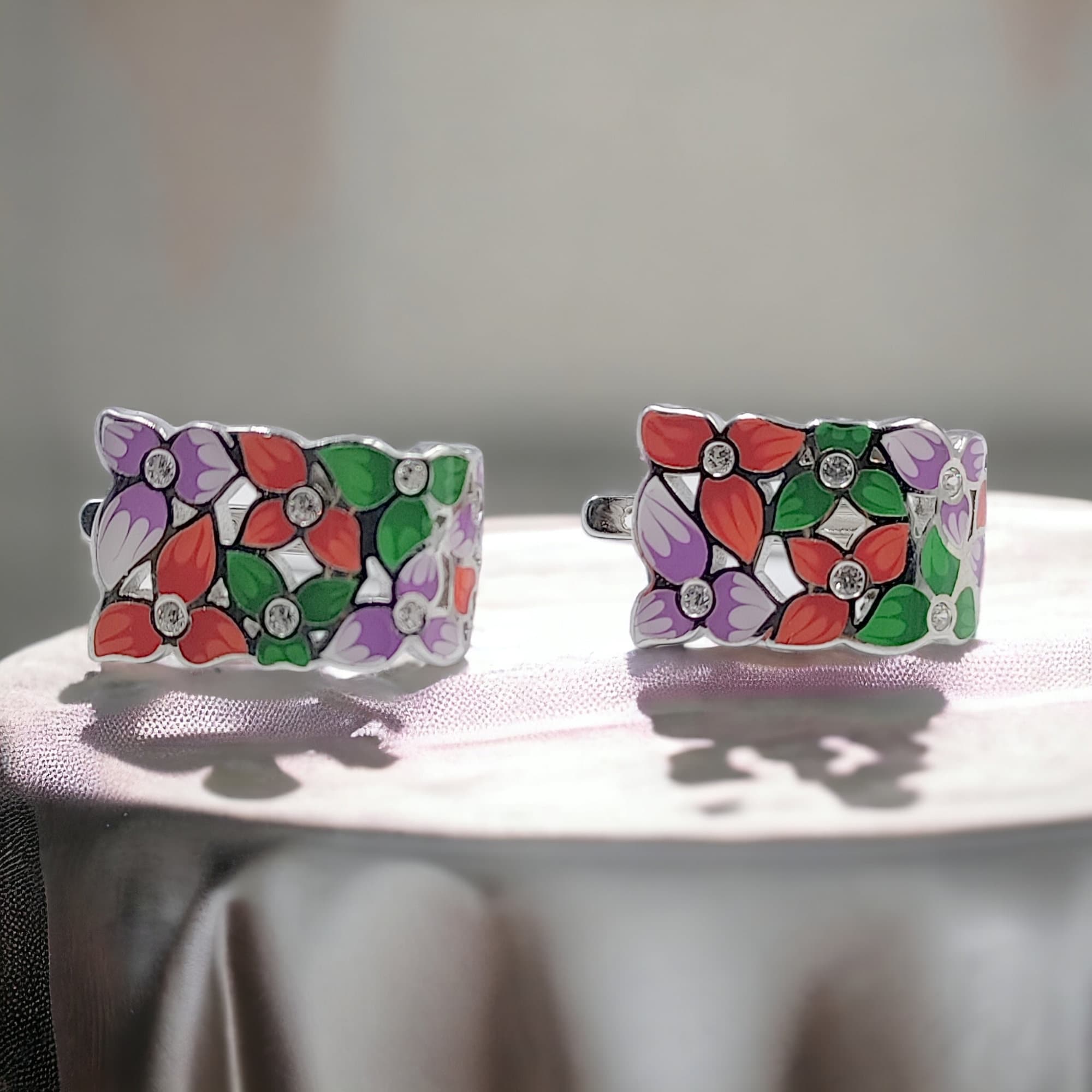 Pretty Enamel Hoop Earring 925 Sterling Silver Multi color Clip-on Earring for Women Minimalist Handmade Gift-16x10 mm