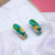 Green Enamel 925 Silver Earrings Rhodium Plated Earrings Small Earrings Mini Art Deco Earrings Minimalist Handmade Gift-18x6 mm