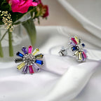 Daisy Colorful Earrings 925 Sterling Silver earrings with Colorful CZ