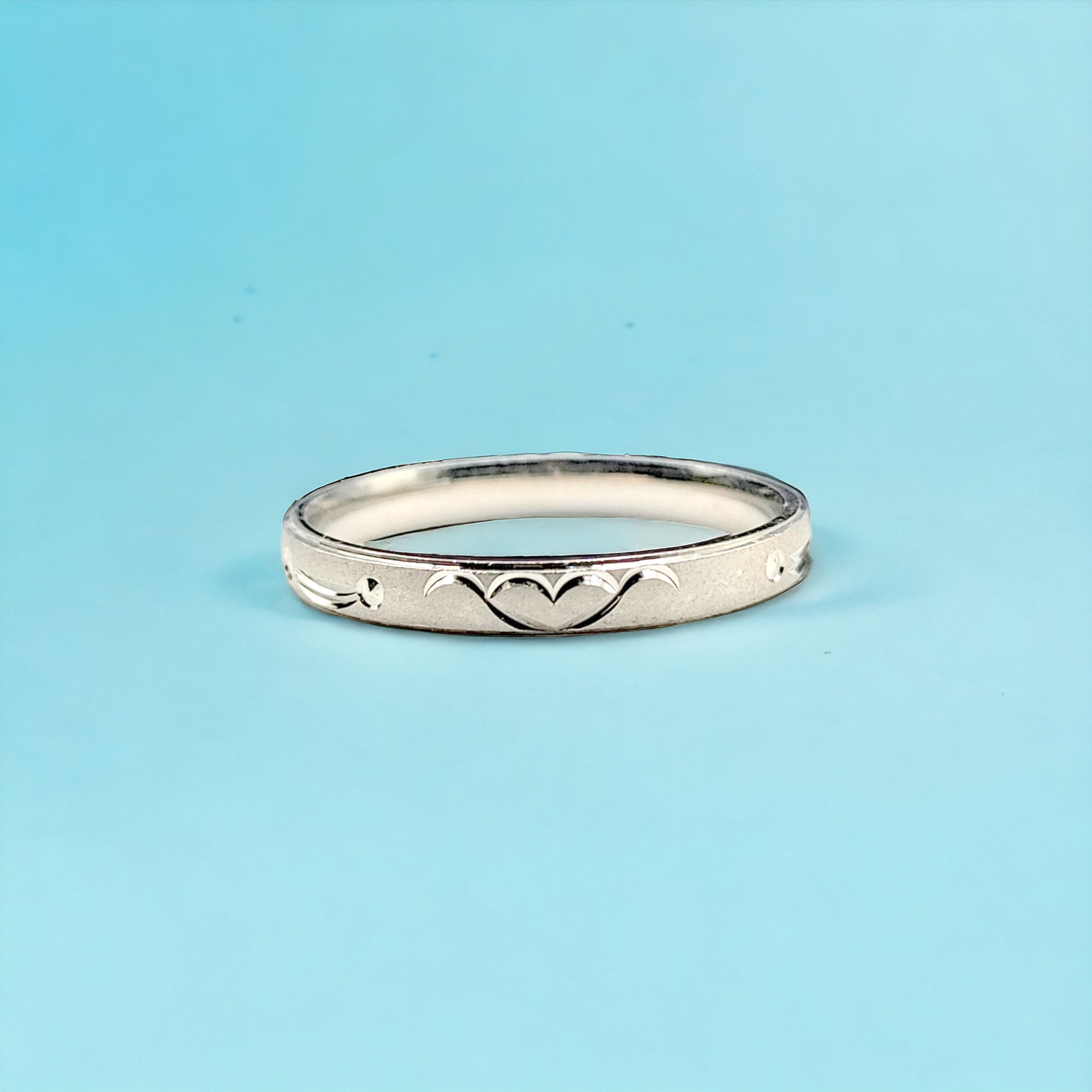 Silver Band with Heart and Dots Band Style Finger Ring With Minimal Design(Size 25)