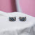 Geometrics Enamel Sterling Silver Hoop Earrings Rhodium Plated Earrings CZ Art Design Earrings Minimalist Handmade Gift-17x10 mm