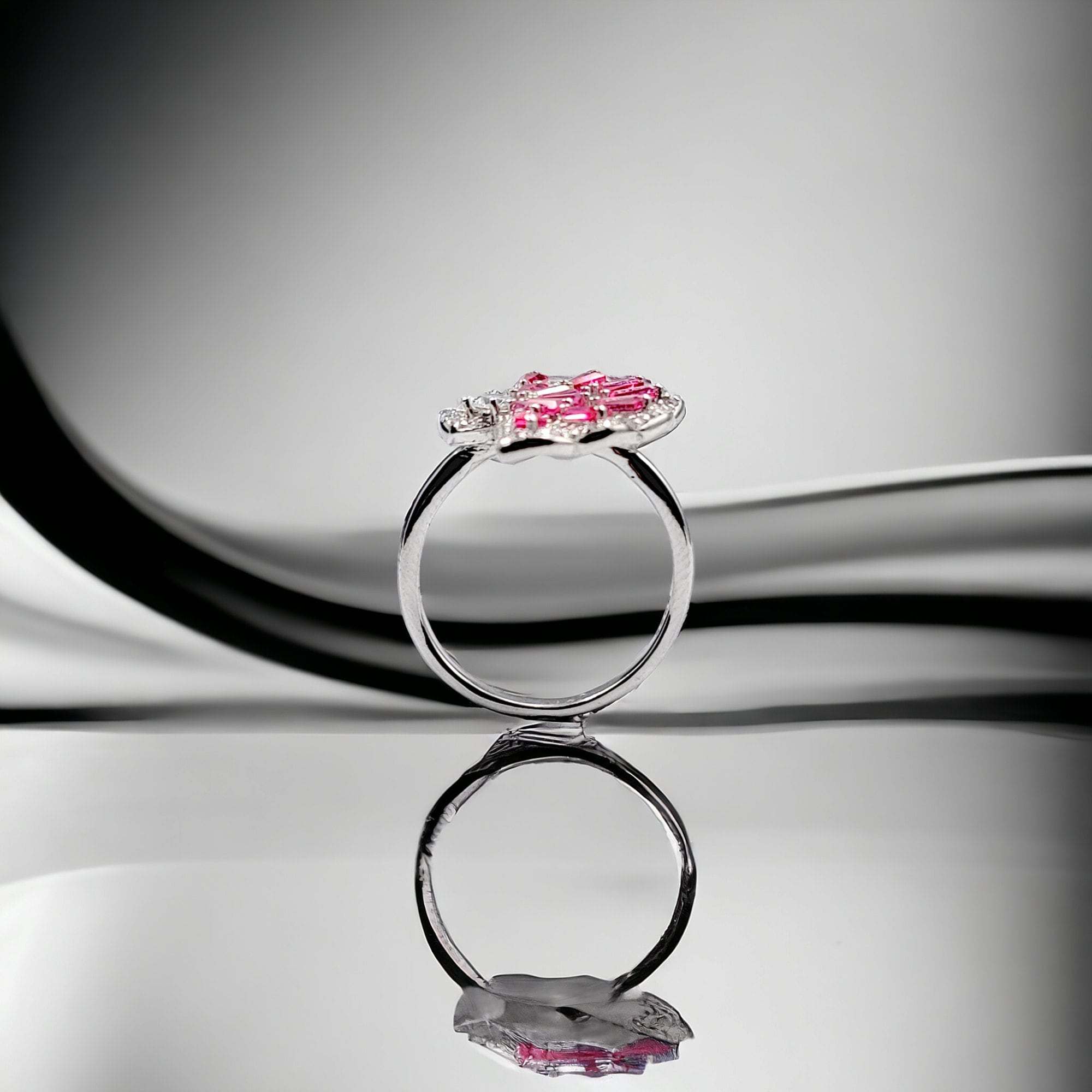 Fuchsia CZ Ring Cubic Zirconia Wedding Finger Ring With Minimal Design for Women(Size 20)