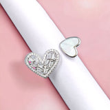 Twin Heart White CZ Diamond Ring Adjustable Finger Ring for Women Stylish(Size Adjustable)