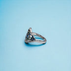 Stunning Cubic Zirconia Floral Petal Enamel Silver Rhodium Plated Ring(Size 18)