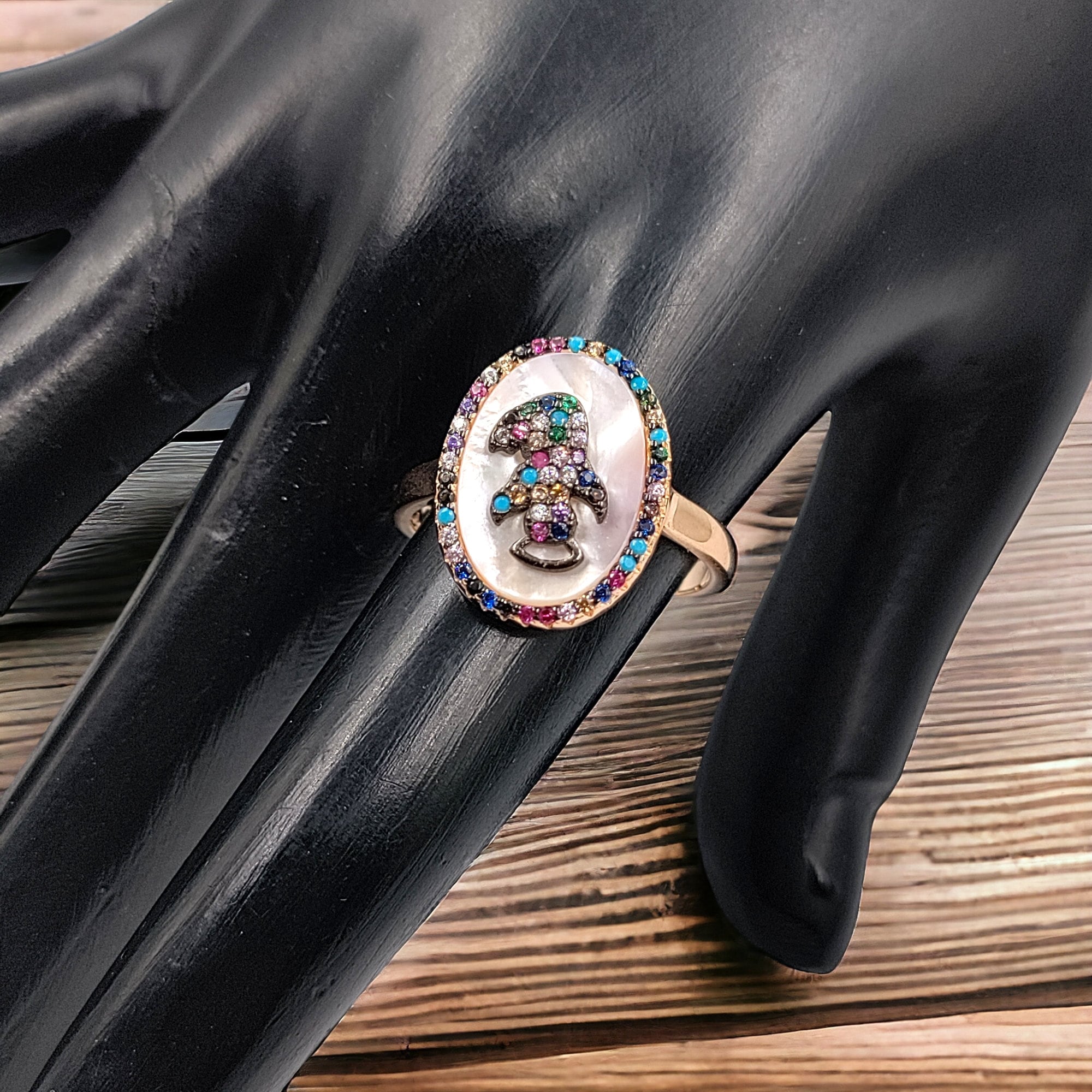 Circle Ring CZ Bird Design Multicolor Finger Ring With Stylish Design for Women(Size 20)