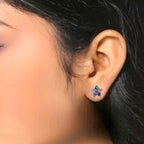 Silver Star of David Studs Earrings Stylish Star Shaped Colorful CZ