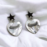 Stunning Heart Shaped Dangle Earrings 925 Sterling Silver with Star Drop Delicate Earrings For Women