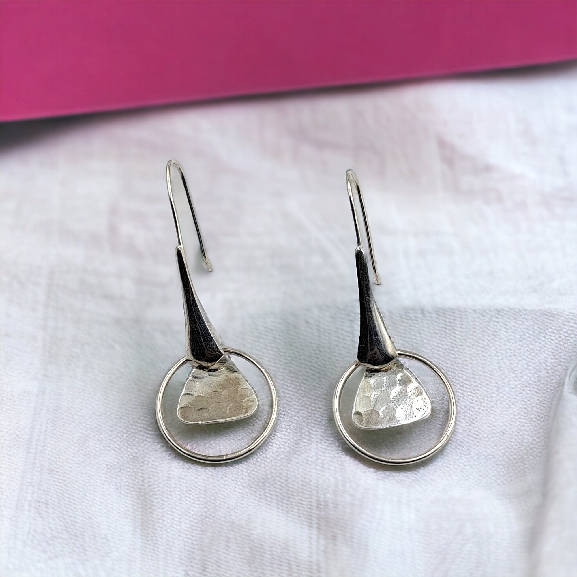Silver Circle Earrings Hammered Design Hoop Earrings 925 Sterling Silver Jewellery Minimalist Handmade Gift