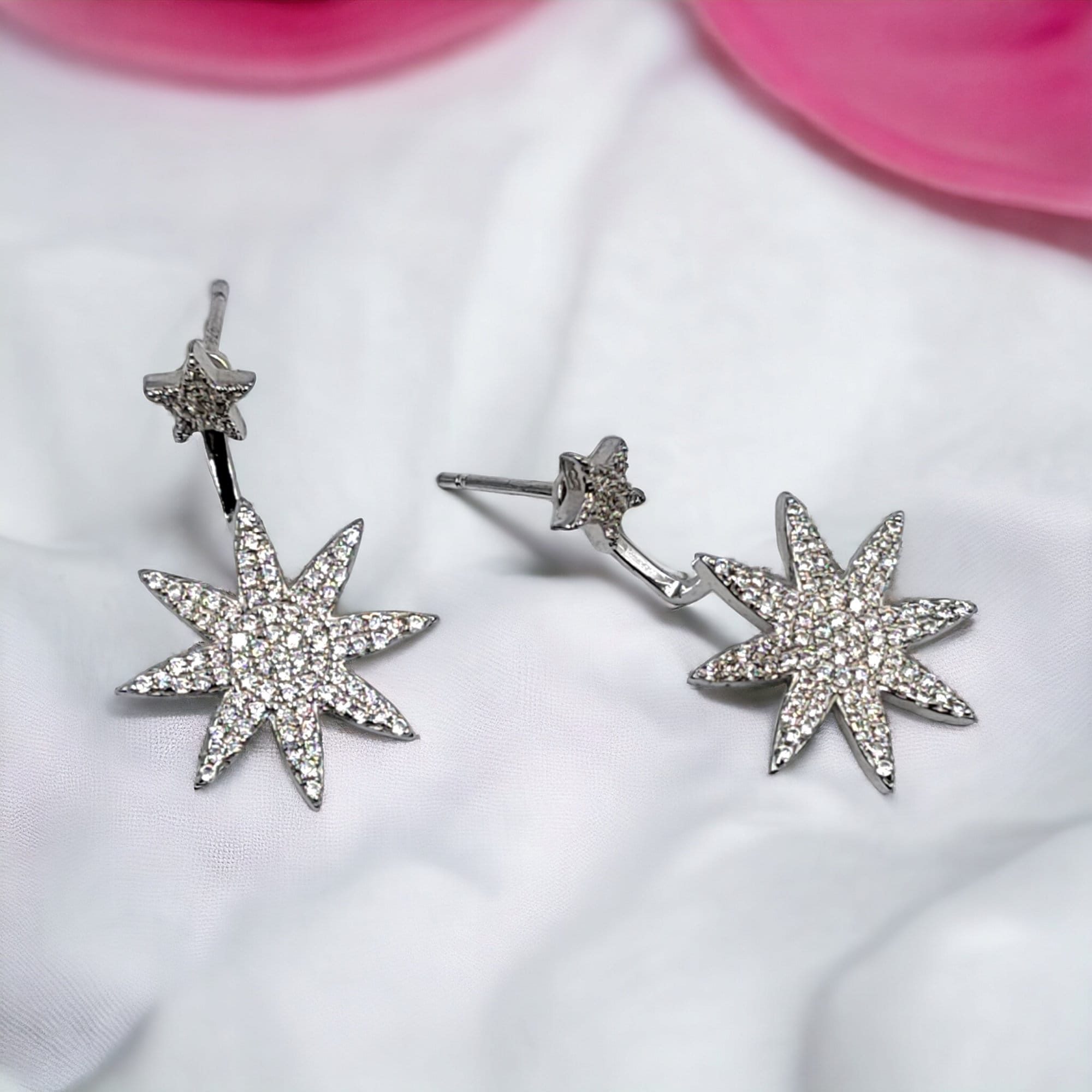 Stylish Star Shaped Cubic Zirconia Diamond Trending Drop Convertible Earring Minimalist Handmade Gift