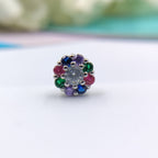925 Silver Earring with Colorful Flower Jewelry Cubic Zirconia Floral Stud Earring
