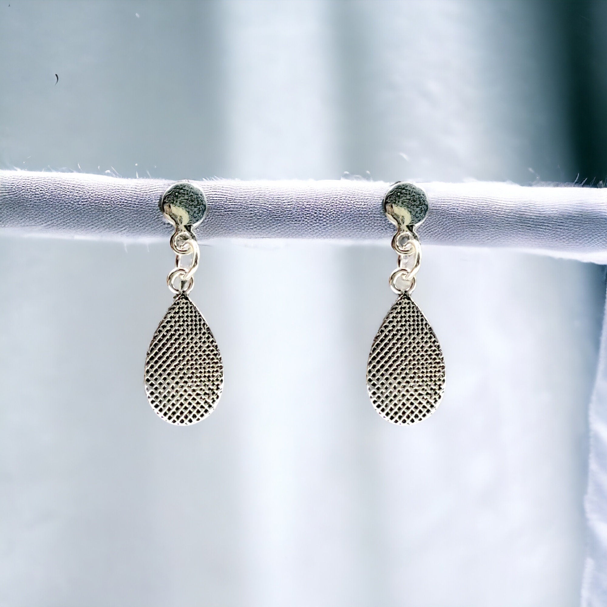 Solid Silver Oxidized Teardrop Earrings 925 Solid Silver Dangler Pear Shape Hanging Earrings Minimalist Handmade Gift for Mother