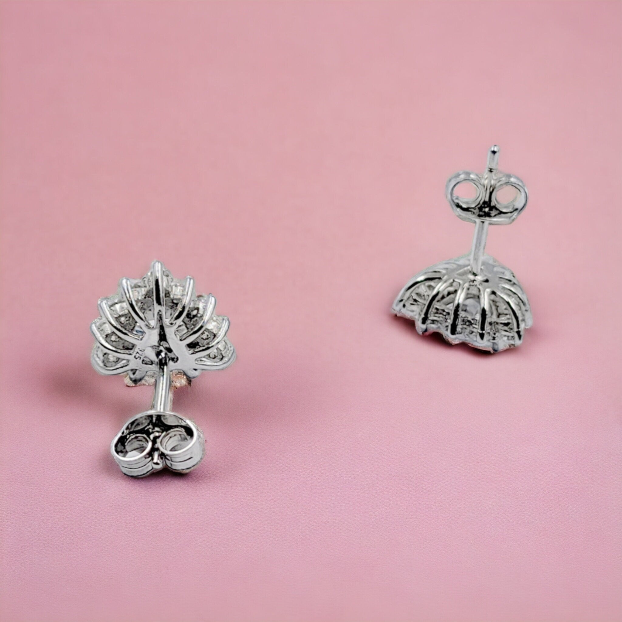 925 Sterling Silver Stud Earrings Solid Silver Diamond Cubic Zirconia Stud Earring Minimalist Handmade Gift