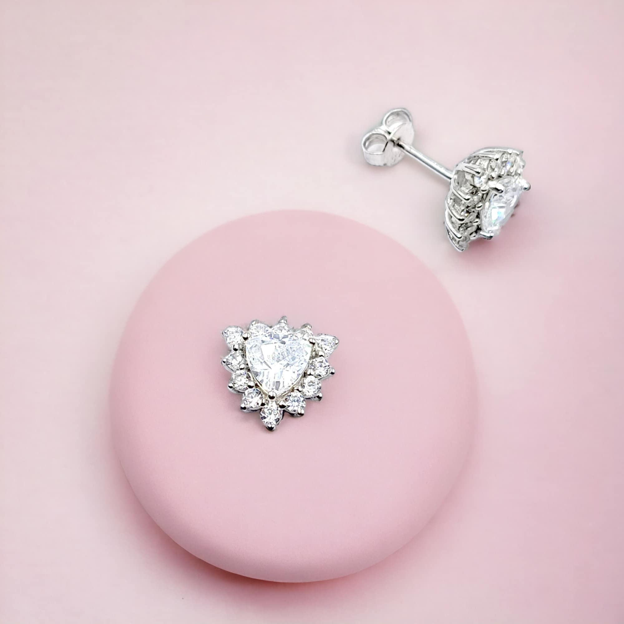 925 Sterling Silver Stud Earrings Solid Silver Diamond Cubic Zirconia Stud Earring Minimalist Handmade Gift