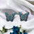 925 Sterling Silver Blue Evil Eye Butterfly Stud Earrings Silver Cubic Zirconia Insect Stud Earring Minimalist Handmade Gift