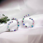 Multi Rainbow Color CZ Twisted Hoop Earrings Multi color Hoop Gift-40x33 mm