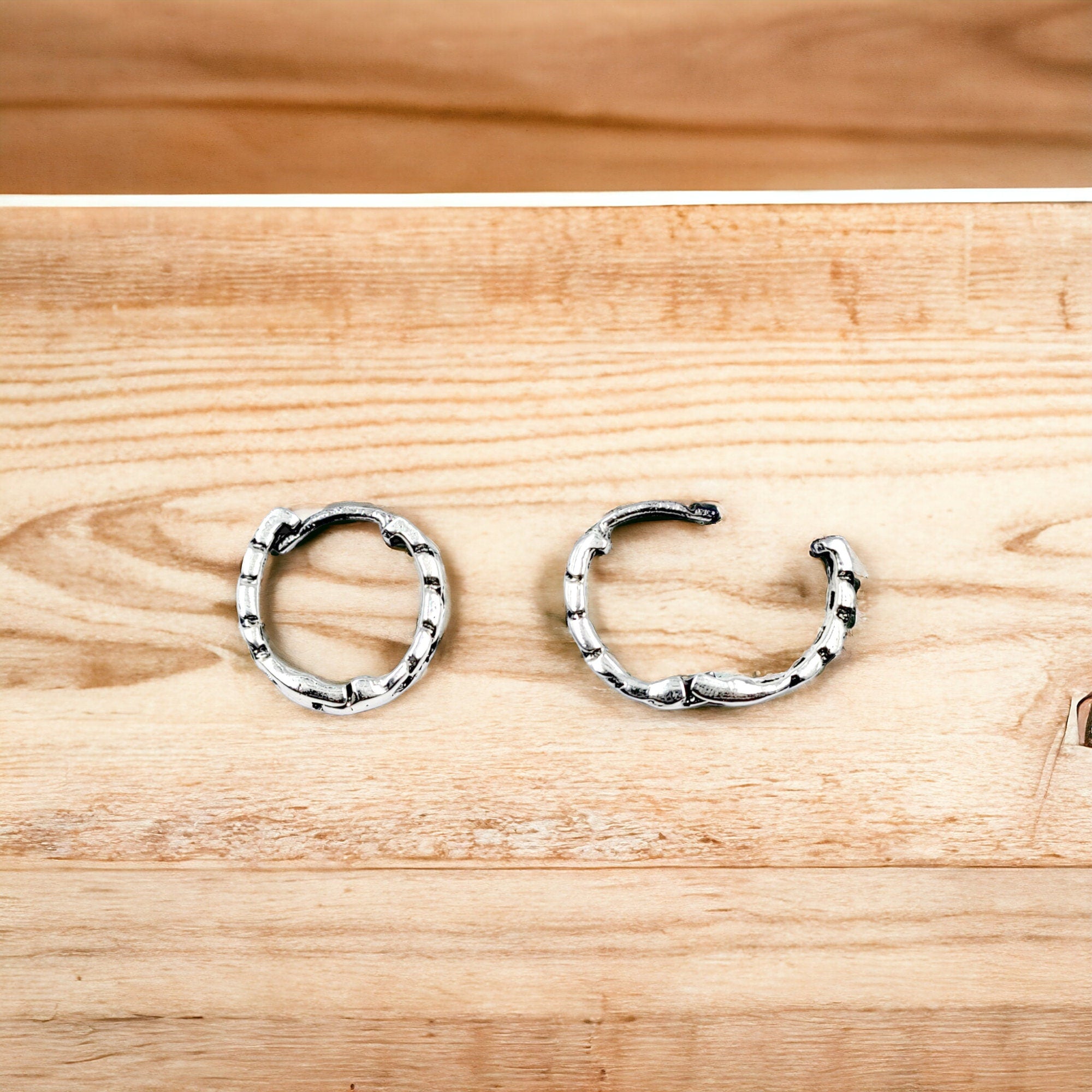 Chain Link Hoop Earrings Chunky Earrings Silver Hoop Earrings Minimalist Handmade Gift,Daily Jewellery-Length-11 mm