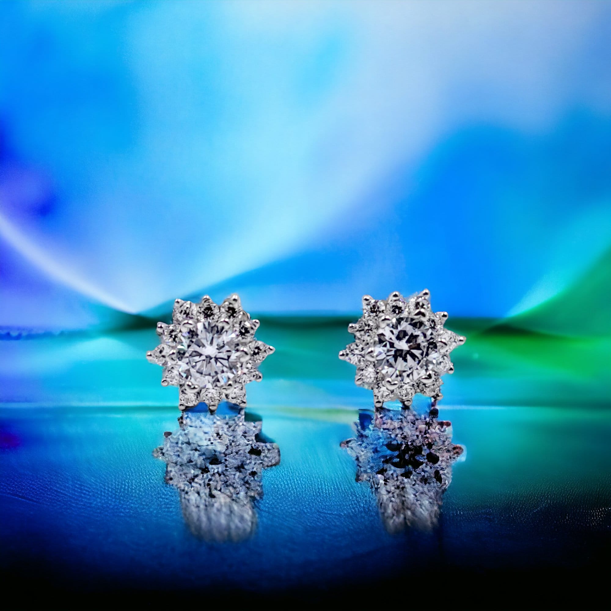 Stud Earrings Women Floral Round CZ Diamond Present Wedding Engagement Party Gift Circle Bridal Gift -10x10 mm