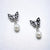 Pretty Butterfly Pearl Drop Earrings 925 Sterling Silver CZ Drop Earrings Jewelry for Women Fine Jewelry Earrings Handmade Gift
