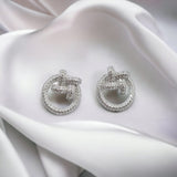 Knotted Stud Earrings Women Circle Stylish Convertible CZ Stud Earrings Diamond Wedding Engagement Bridal Gift