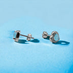 Turquoise Cubic Zirconia Diamond Heart Stud Earrings Minimalist Jewelry Gift