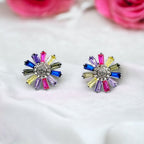Daisy Colorful Earrings 925 Sterling Silver earrings with Colorful CZ